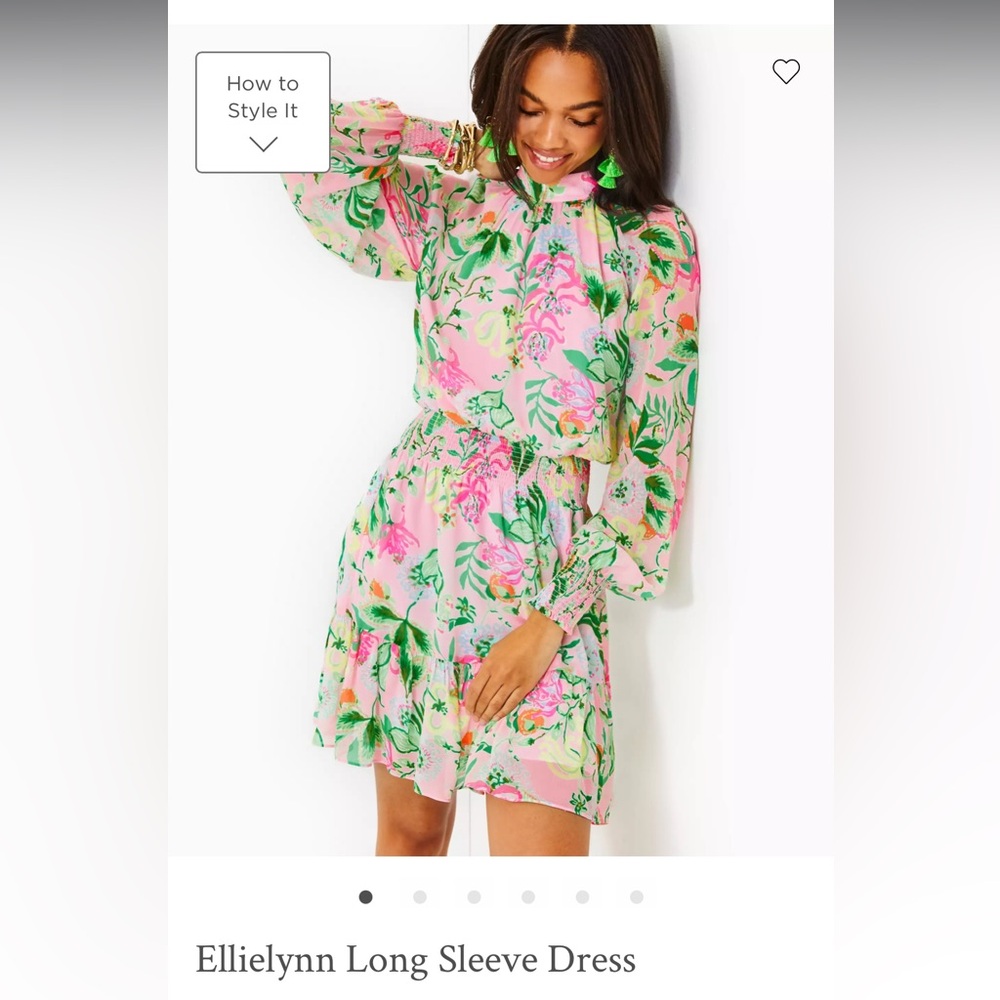 NTW Lily Pulitzer Ellielynn Long Sleeve Mini Dress Size 4